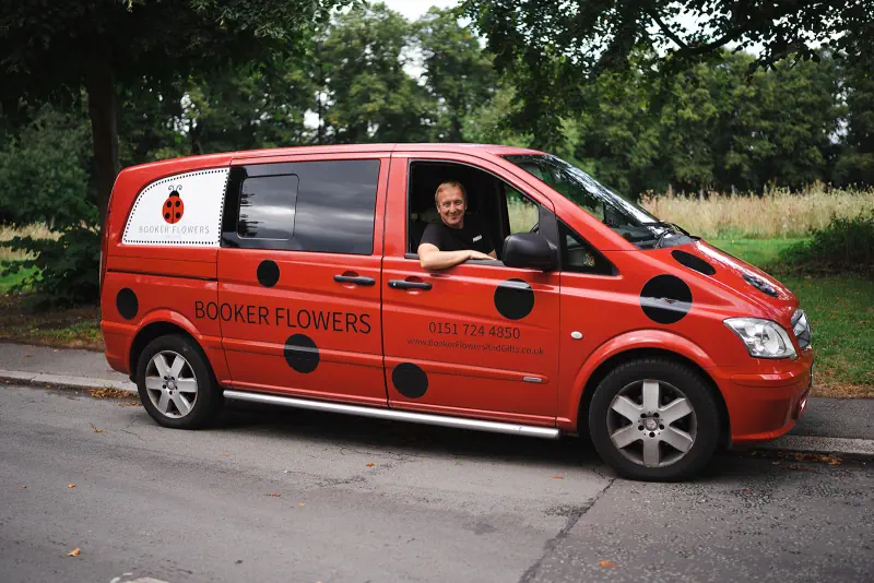 Liverpool Flowers Delivery in Ladybug Van